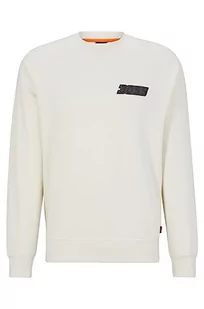 BOSS Wereflective Relaxed-Fit męska bluza z bawełny Terry z flokowanymi detalami, Naturalny106, XL - Bluzy męskie - miniaturka - grafika 1