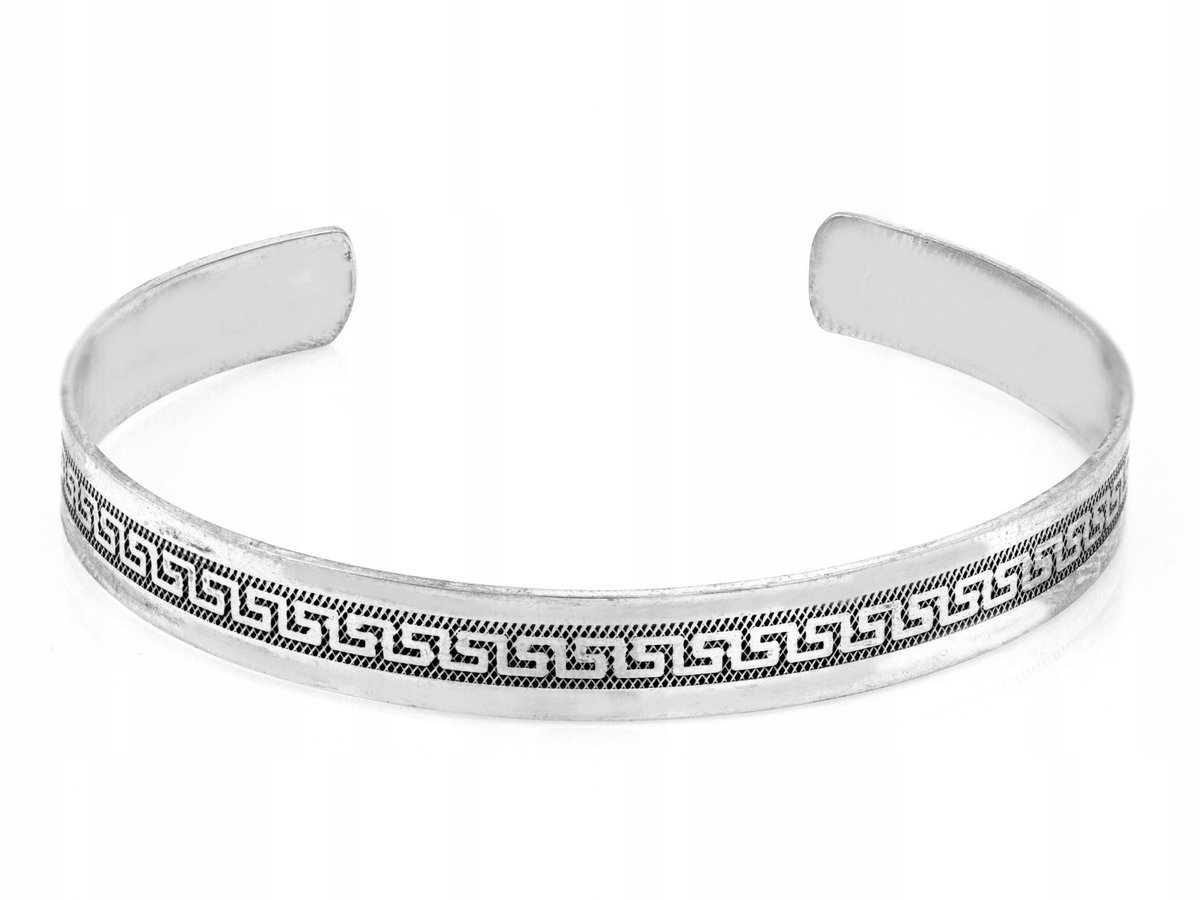 Srebrna bransoletka 925 BANGLE z GRECKIM WZOREM elegancka dla mamy modna