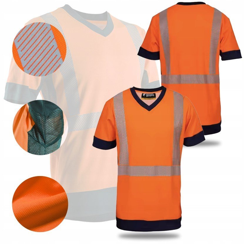 KOSZULKA ROBOCZA MĘSKA AIR ODBLASKOWA BAWEŁNA T-SHIRT ROBOCZY OSTRZEGAWCZY