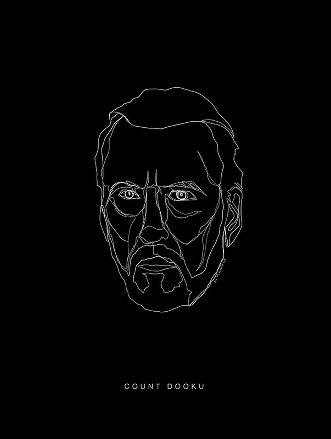 Disney plakat Star Wars Lines Dark Side Dooku czarno-białym - 611659 - 30 x 40 cm