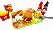Zabawki AGD - LT169 Zabawkowe Jedzenie Fast Food Hamburger Taca - miniaturka - grafika 1