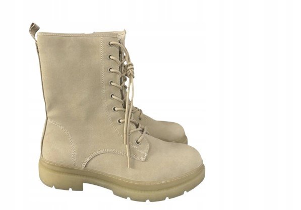 TAMARIS BEŻOWE KOZAKI SZNUROWANE NA ZIMĘ 38 TLA