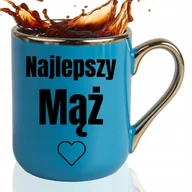 Kubki - KUBEK ELEGANT Niebieski Na Prezent Urodziny Dla NAJLEPSZY MĄŻ Wzory - miniaturka - grafika 1