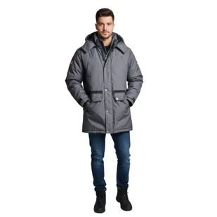 Kurtka męska NASA zimowa długa parka grafitowa z kapturem-XL - Kurtki męskie - miniaturka - grafika 1