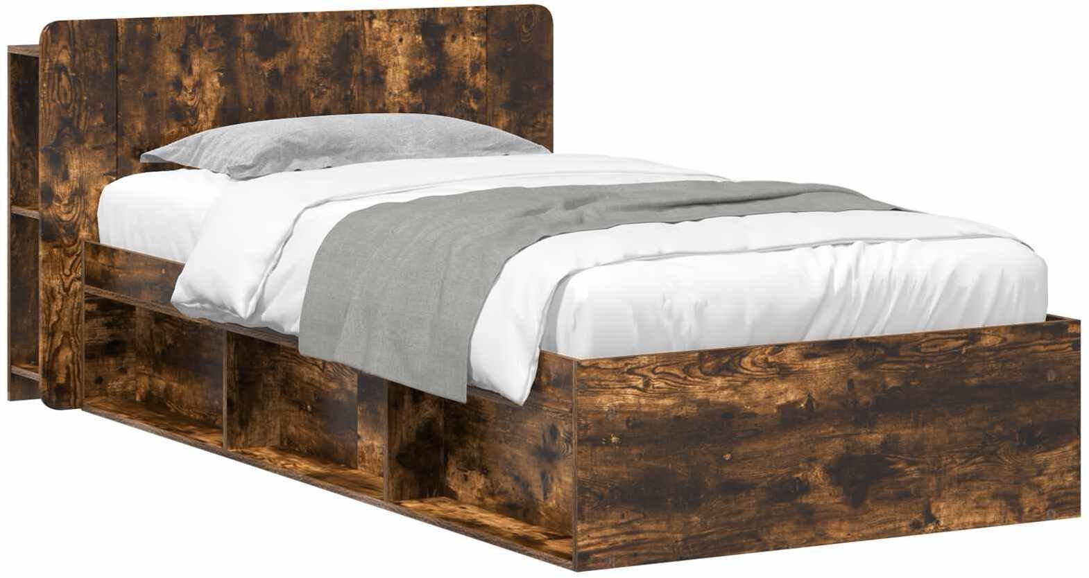 vidaXL vidaXL Rama łóżka z przechowywaniem Dąb wędzony 75 x 190 cm