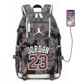 Plecaki - NBA Peripheral Series Star Wielofunkcyjny plecak USB Luminous Fluorescent Backpack_y wysokiej jakości Czerwony Jordan - miniaturka - grafika 1