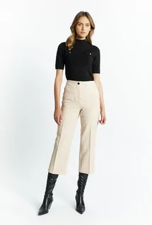 Spodnie damskie - Eleganckie spodnie z logo marki - Monnari - grafika 1