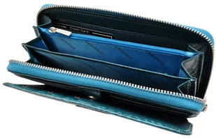 Portfel Damski Skóra Naturalna Lakierowana GREGORIO Duży Z Metalowym Suwakiem Piórnik PT-111 NIEBIESKI 18,5 x 9,5 x 3,5 [cm] - Portfele - miniaturka - grafika 5