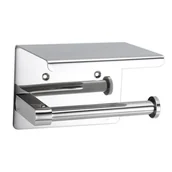 Stojaki i wieszaki na papier toaletowy - Uchwyt na papier toaletowy z półką w kolorze SREBRO - uchwyt na papier ze stali nierdzewnej z półką do wiercenia - uchwyt na rolkę papieru toaletowe.. - miniaturka - grafika 1