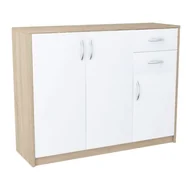 Komody - Komoda z szufladami, drzwiczkami, Classic, 110x35x85 cm, dąb sonoma, biel, mat - miniaturka - grafika 1