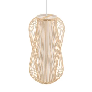 Zwisająca lampa Puket 11162 Nowodvorski gniazdo japandi cage kuchenna bambusowa metalowa biała - Lampy sufitowe - miniaturka - grafika 1