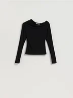 Bluzki damskie - Reserved - Bluzka na jedno ramię - czarny - miniaturka - grafika 1