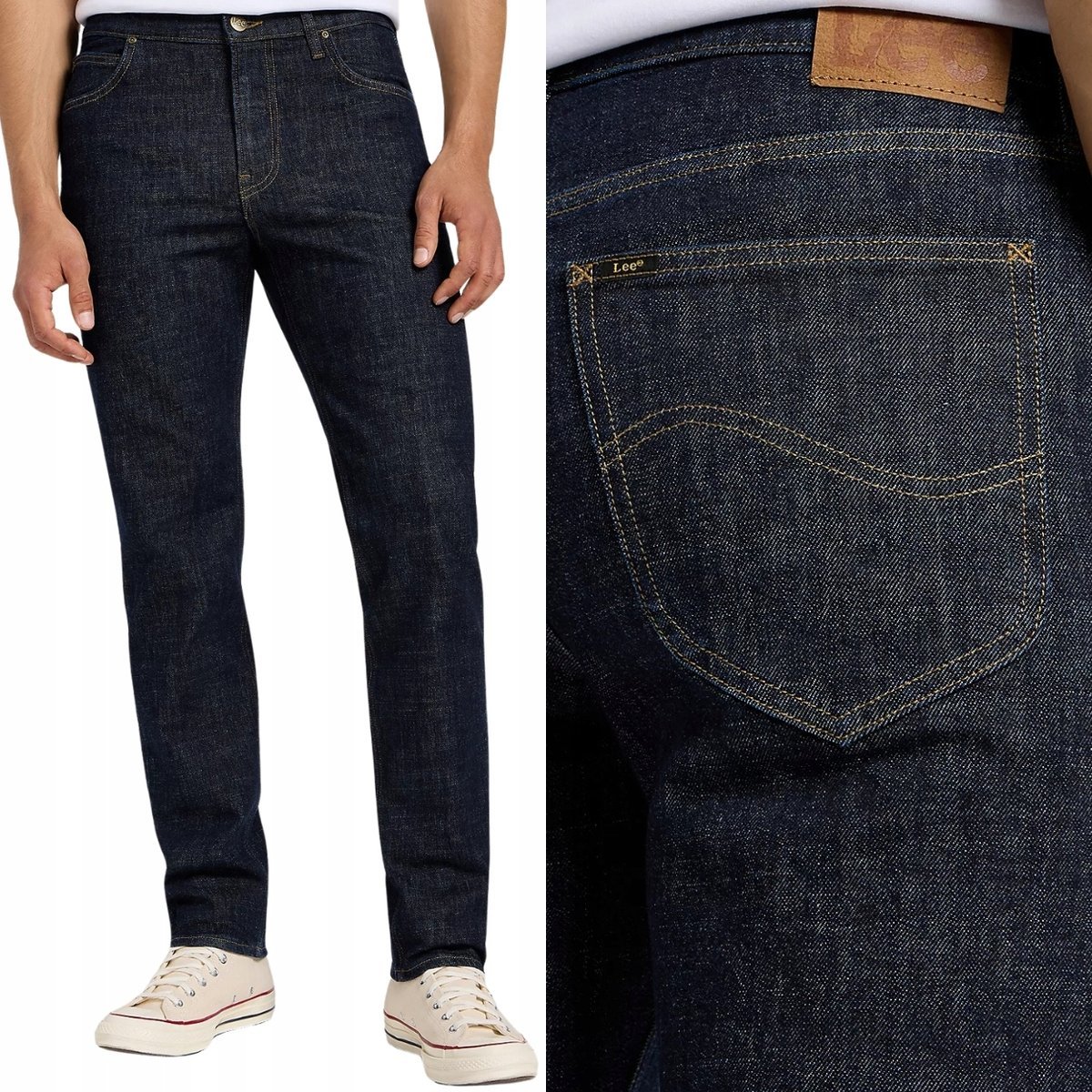 Lee WEST RELAXED Nostalgia LUŹNE PROSTE GRANATOWE SPODNIE JEANSOWE W28 L32