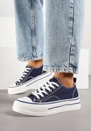 Trampki damskie - Granatowe Klasyczne Trampki na Grubej Podeszwie Natileva - miniaturka - grafika 1