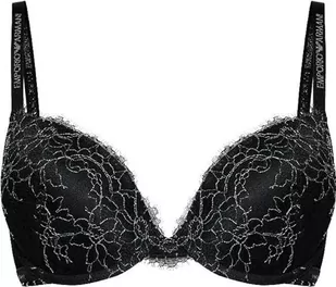 Emporio Armani Damski świąteczny biustonosz z koronką Push Up, czarny, 80C - Biustonosze - miniaturka - grafika 1