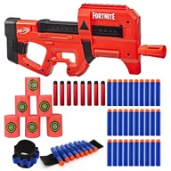 Zabawki militarne - Nerf Fortnite Compact SMG czerwony F4106 + 30 strzałek + opaska + cele - miniaturka - grafika 1