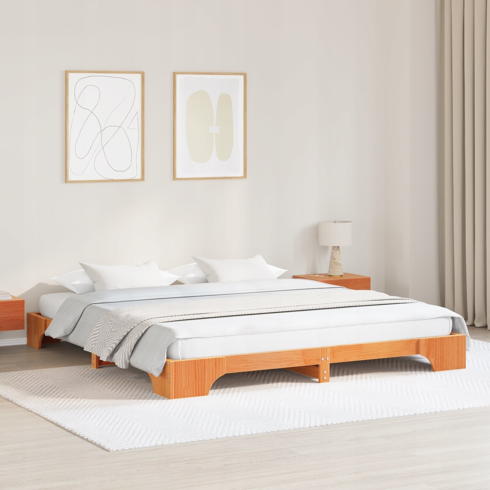 vidaXL Łóżko Brązowe Woskowe 200x200 cm z Litego Drewna Sosnowego