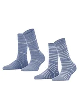 Skarpetki damskie - ESPRIT Fine Stripe 2-Pack skarpety damskie trwałe bawełna organiczna czarne szare plus kolory wzmocnione fantazyjny wzór z kolorowymi paskami zestaw 2 par, niebieski (Dżinsy 6458), 35-38 EU - miniaturka - grafika 1