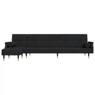 Sofa rozkładana L, czarna, 271x140x70 cm, aksamit Lumarko! - Narożniki - miniaturka - grafika 4
