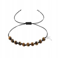 Bransoletki - Bransoletka tygrysie oko dziesiątek różańca Pietra krzyż 6 mm regulowana - miniaturka - grafika 1