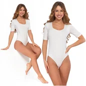 Odzież ciążowa - Eleganckie BODY DAMSKIE z Głębokim Dekoltem Gładkie Krótki Rękaw MORAJ L - miniaturka - grafika 1