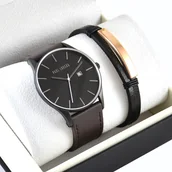 Zegarki męskie - Zestaw męski zegarek Paul Lorens - LONGIO-7028A2-1B2 + bransoletka Pacific - miniaturka - grafika 1