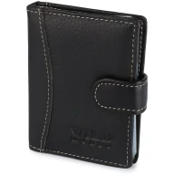 Portfele - Męski portfel skórzany wizytownik Wild Horse 24 czarny z białymi akcentami • SKLEP PREMIUM ✓ • Kup teraz, zapłać za 30 dni | RATY 0% | GRATIS WYSYŁKA | ZWROT DO 365 DNI - miniaturka - grafika 1