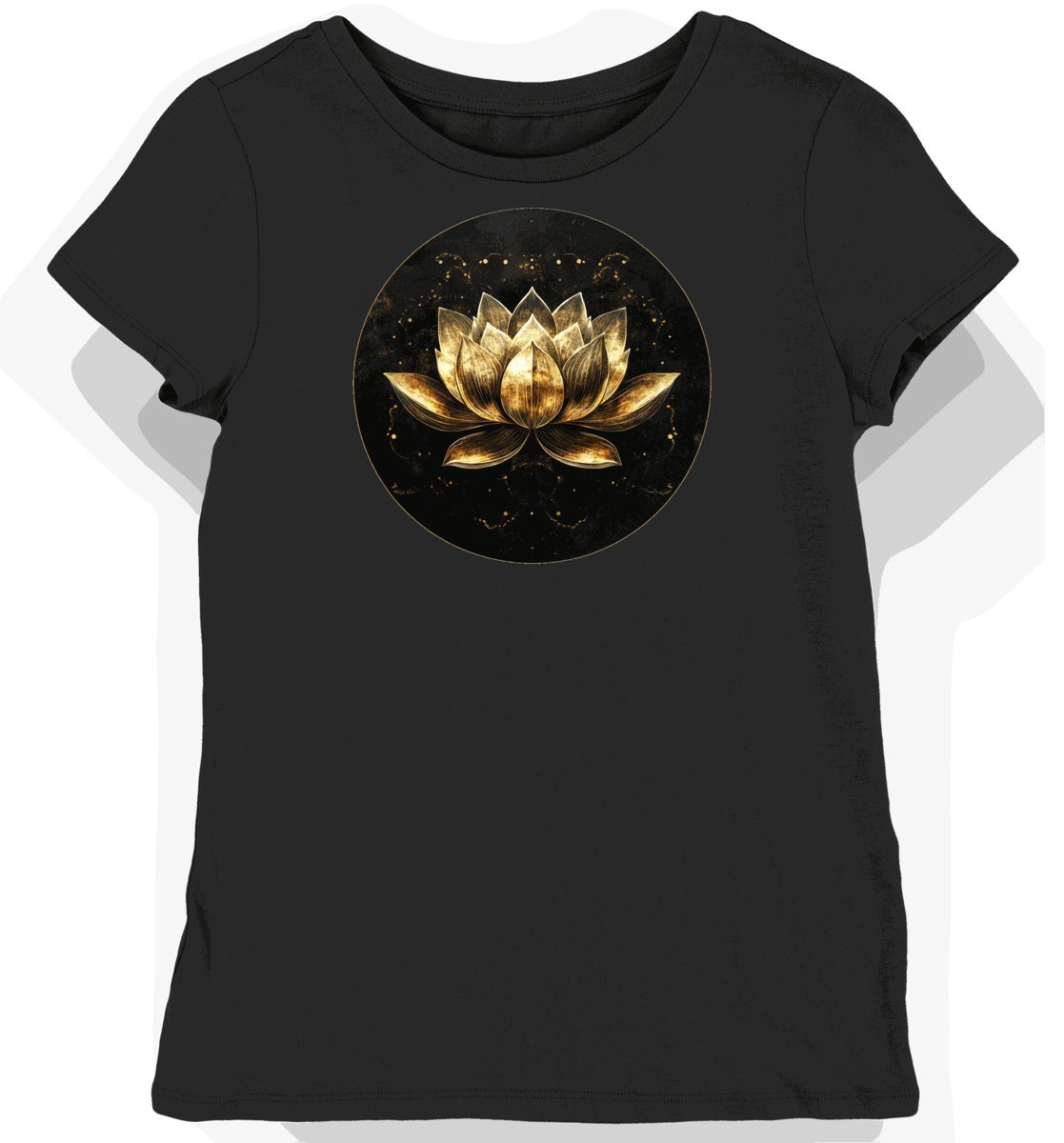 Koszulka damska czarna z nadrukiem kwiat lotosu M