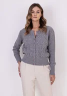 Swetry damskie - Elegancki kardigan - SWE317 szary MKM - miniaturka - grafika 1