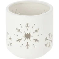 Ozdoby bożonarodzeniowe - Świecznik cementowy Snowflake II biały, 7,8 x 8 cm - miniaturka - grafika 1