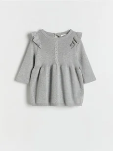 Reserved - Dzianinowa sukienka - jasnoszary - Bluzki dla niemowląt - miniaturka - grafika 1