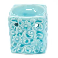 Świeczniki - Klasyczny Ceramiczny Kominek Kwiaty - Niebieski - miniaturka - grafika 1