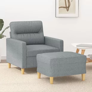 vidaXL Fotel z podnóżkiem, jasnoszary, 60 cm, obity tkaniną - Sofy i kanapy - miniaturka - grafika 1