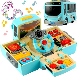 AUTOBUS AUTKO POJAZD MIEJSKI INTERAKTYWNY MUZYCZNY EDUKACYJNY ROZKŁADANY 3+ - Zabawki sensoryczne - miniaturka - grafika 1