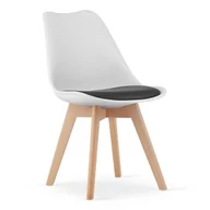Krzesła - Krzesło MARK - biało-czarne / naturalne nogi - miniaturka - grafika 1