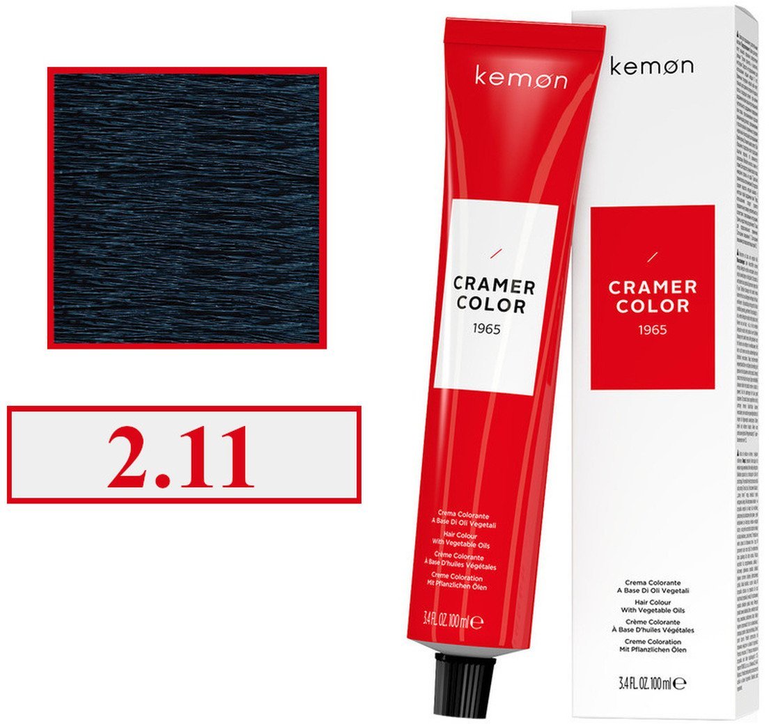 Kemon Cramer Color Kremowa farba do włosów z olejem kokosowym 100ml Blue Black 2.11