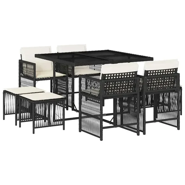 Zestaw Mebli Ogrodowych z Rattanu PE, Stolik 110x106x73cm, 4x Krzesła 50,5