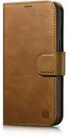 Etui i futerały do telefonów - iCarer Oil Wax Wallet Case 2in1 etui iPhone 14 Pro skórzany pokrowiec z klapką Anti-RFID brązowy (WMI14220722-TN) - miniaturka - grafika 1