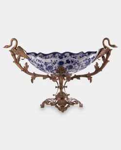 Porcelanowa Misa okuta Brązem z Łabędziami Błękitne Kwiaty - Zabawki kreatywne - miniaturka - grafika 1