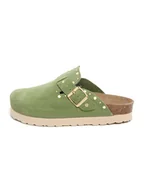 Klapki i japonki damskie - billowy Skórzane chodaki w kolorze zielonym - miniaturka - grafika 1