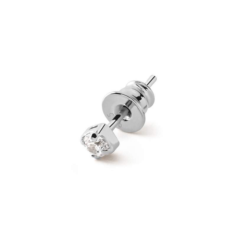 Kolczyk męski / damski z białą cyrkonią Swarovski 3mm, srebro 925 : Srebro - kolor pokrycia - Pokrycie platyną