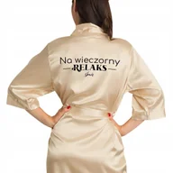 Piżamy damskie - SZLAFROK SATYNOWY ZŁOTY Na Prezent WIECZORNY RELAKS IMIĘ Różne Wzory - miniaturka - grafika 1