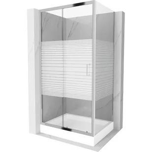 Mexen Apia kabina prysznicowa rozsuwana 100x80 cm, pasy, chrom + brodzik Rio - Kabiny prysznicowe - miniaturka - grafika 1