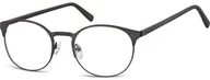 Okulary korekcyjne, oprawki, szkła - Sunoptic Czarne Okulary Oprawki okrągłe metalowe 995F - miniaturka - grafika 1