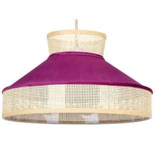 Lampa wisząca rattanowa naturalna z różowym BATALI - Lampy sufitowe - miniaturka - grafika 1