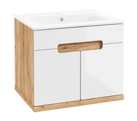 Szafki łazienkowe - Szafka łazienkowa wisząca z umywalką dąb craft 50 cm Ronda New - miniaturka - grafika 1