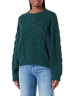 Swetry damskie - Wrangler Damski sweter z okrągłym dekoltem, Dark Matcha, S - miniaturka - grafika 1