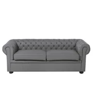 Sofy i kanapy - Beliani Sofa 3-osobowa skórzana szara CHESTERFIELD 64064 - miniaturka - grafika 1