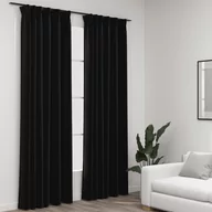 Zasłony - vidaXL Zasłony stylizowane na lniane, 2 szt., antracytowe, 140x225 cm - miniaturka - grafika 1