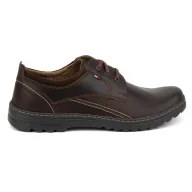 Półbuty męskie - Buty męskie skórzane casual sznurowane 309GT brązowe - Buty Olivier - miniaturka - grafika 1